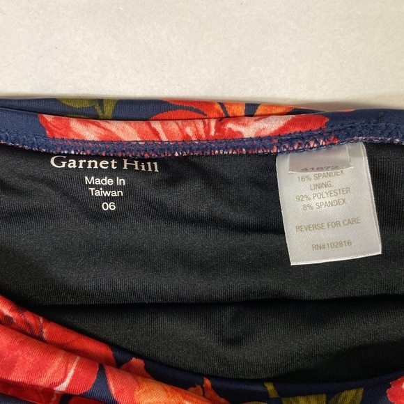 GARNET HILL Floral 3 Piece Tankini Set Top Bikini Skirt Red Navy Size 6 NWT - Picture 9 of 9